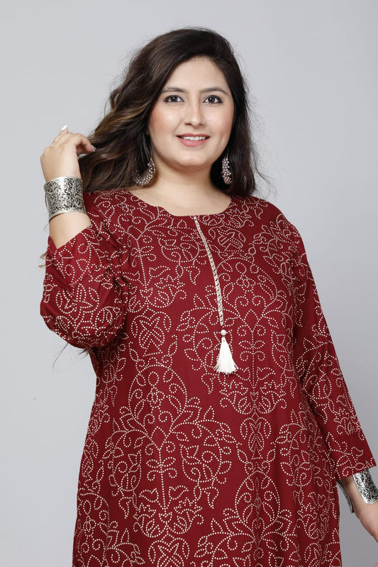 .Plus size Printed Straight kurti