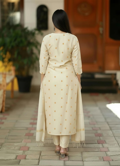 Kurta Pant Dupatta Set | Straight Kurti Set | V Neck 3/4 Sleeve Ethnic Outfit |