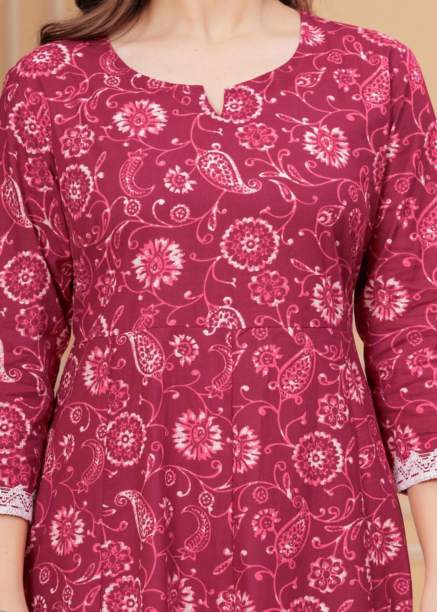 Cotton Printed Anarkali Kurta with Palazzo & Dupatta Set