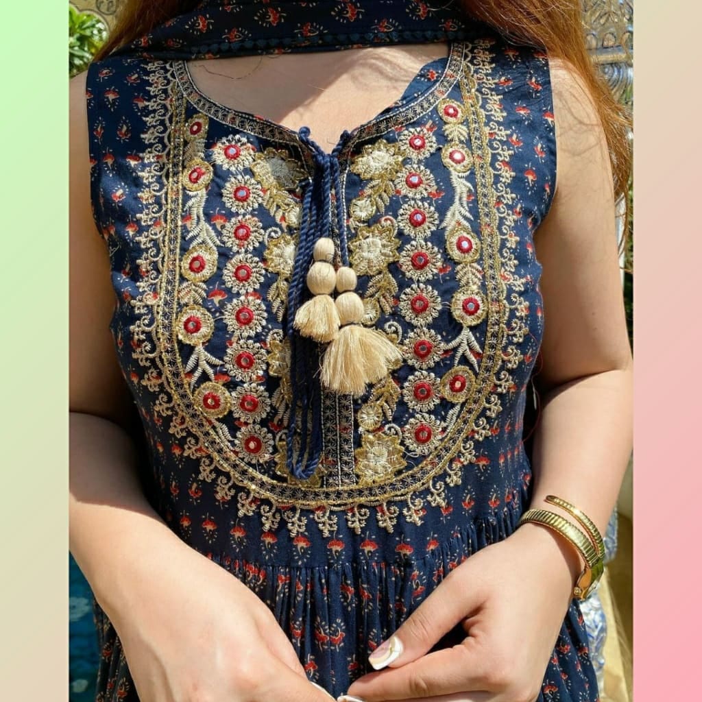 PROCION PRINT RAYON  SLEEVELESS KURTI WITH SHARARA AND DUPATT