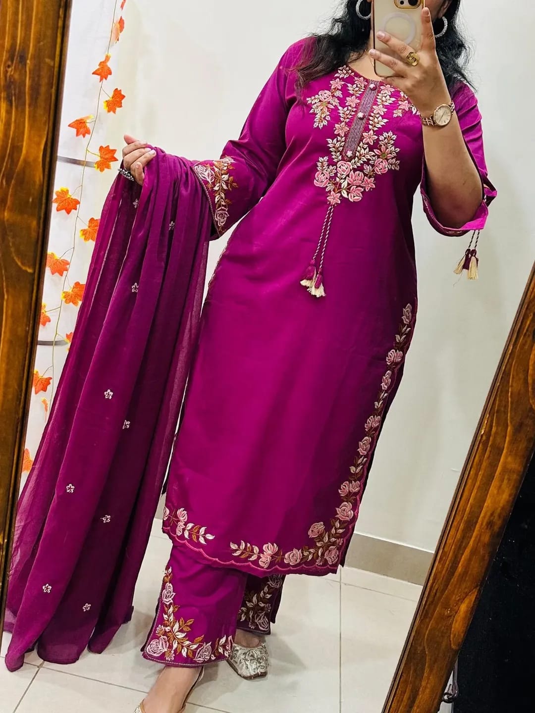Crafted from luxurious silk  Kurti with plazzo with dupatta