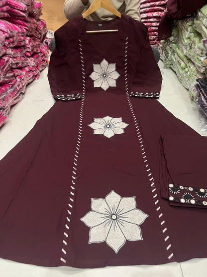 mul cotton Full Embroidery dupatta sets 3 piece set