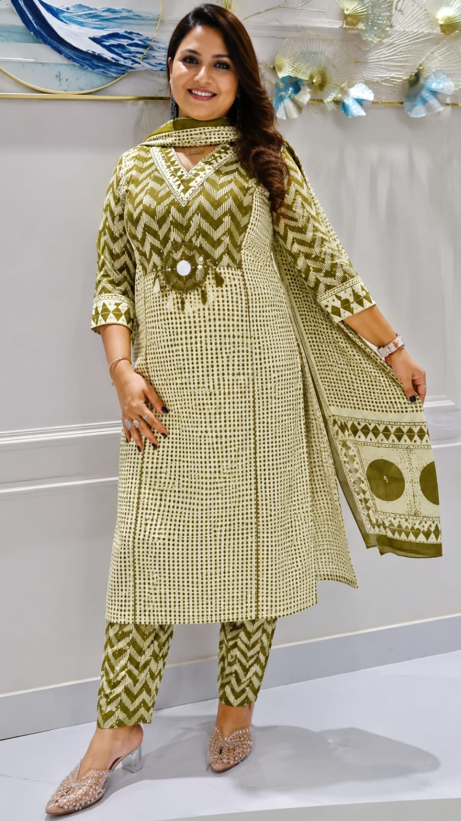 Pure fine Cotton fabric  Kurti with Pant  Nack &nbsp;and Hand work