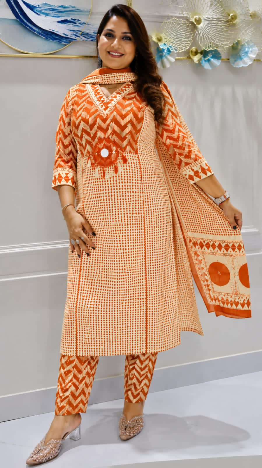 Pure fine Cotton fabric  Kurti with Pant  Nack &nbsp;and Hand work
