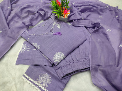 COTTON SluB KURTI WITH EMBROIDERY FULL EMBROIDERY AND TUSSLE AMD LESS WORK