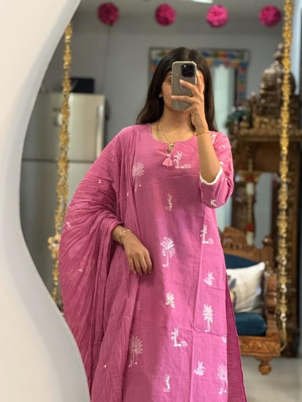 COTTON SluB KURTI WITH EMBROIDERY FULL EMBROIDERY AND TUSSLE AMD LESS WORK
