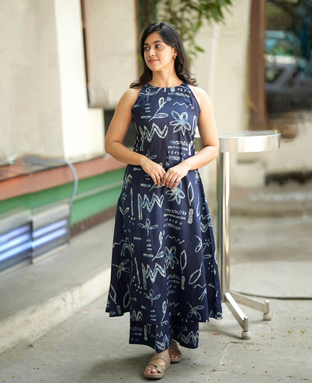 halter nack Aline  kurta with both side pocket  &  palazzo