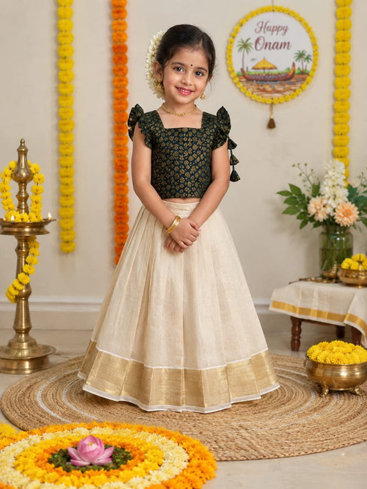 Elegant Kids Kerala Lehenga-Choli