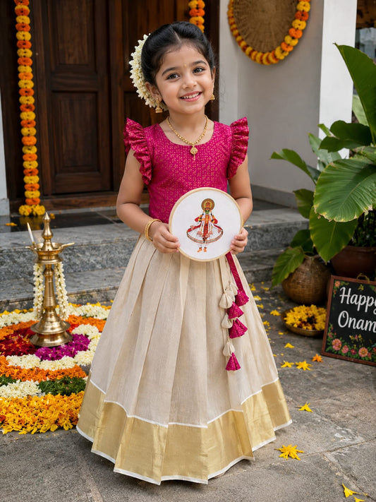 Elegant Kids Kerala Lehenga-Choli