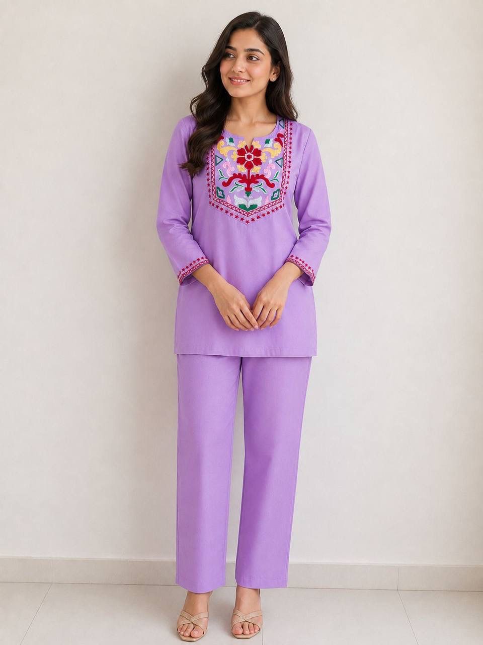 Rayon slub With Embroidery WorkCo-ord set