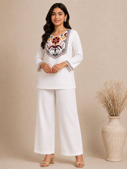 Rayon slub With Embroidery WorkCo-ord set