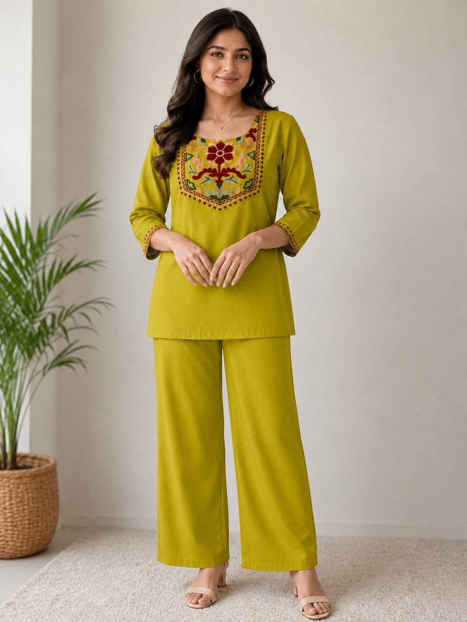 Rayon slub With Embroidery WorkCo-ord set