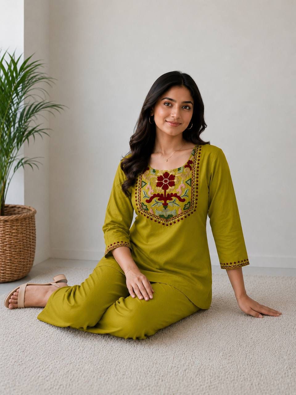 Rayon slub With Embroidery WorkCo-ord set