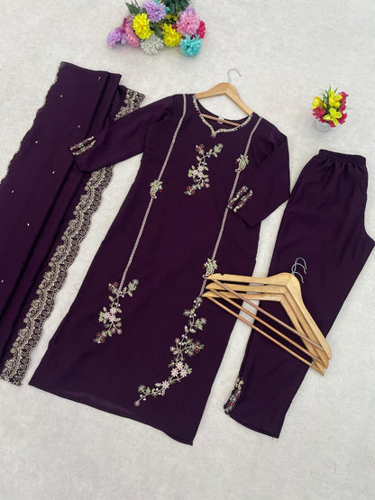 Kurta Pant set Vichhitra Silk With Embroidery Work.