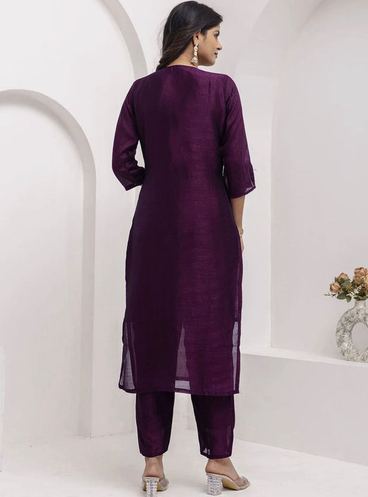 Kurta Pant set Vichhitra Silk With Embroidery Work.
