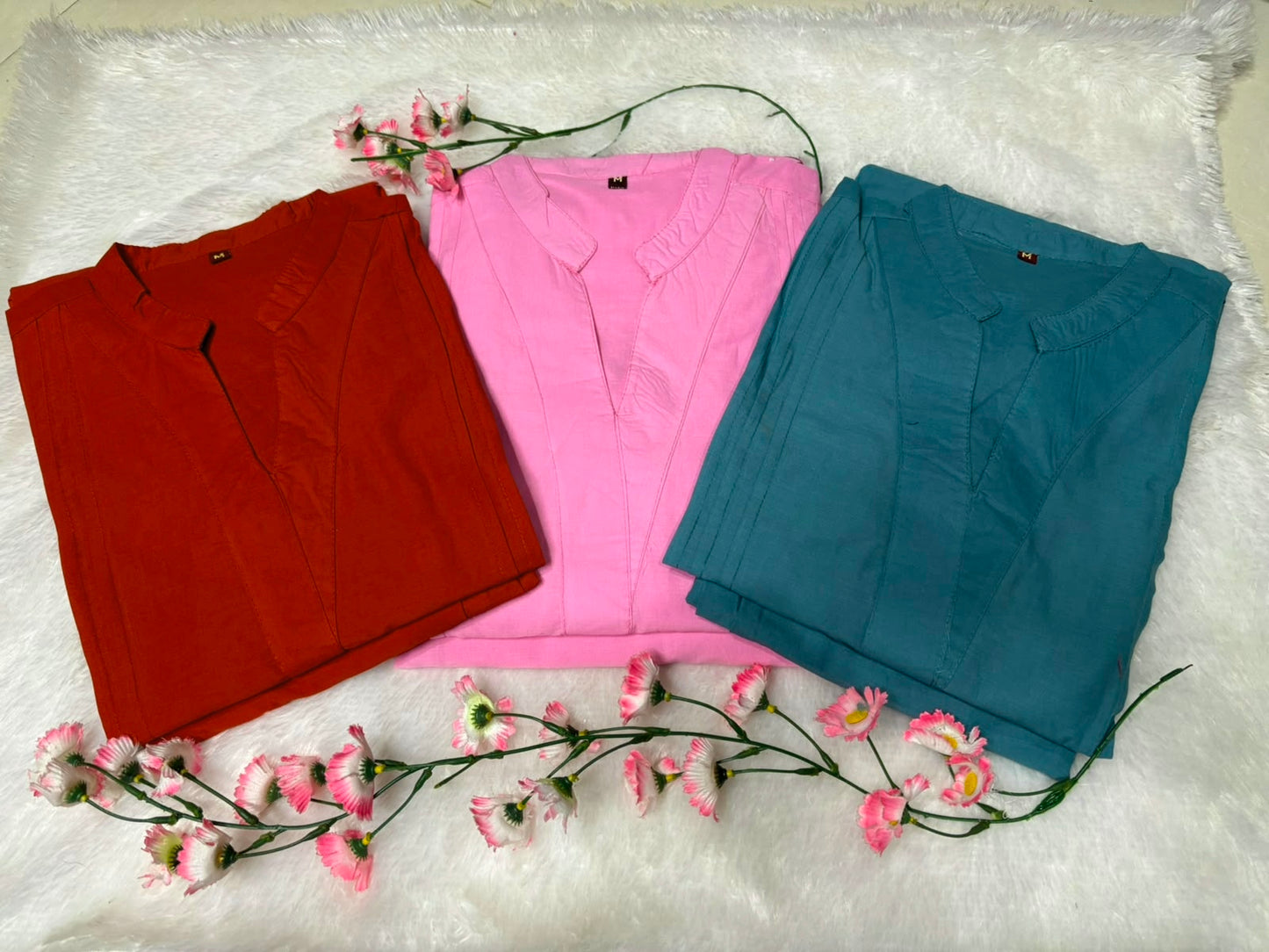 cotton co-rdset Paired up with cotton plazo with One side pocket