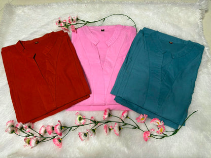 cotton co-rdset Paired up with cotton plazo with One side pocket