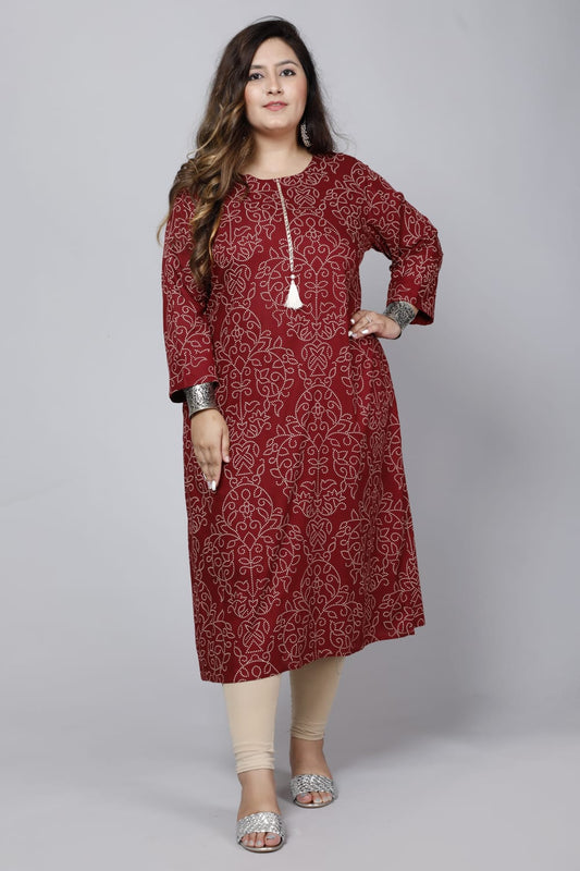 .Plus size Printed Straight kurti