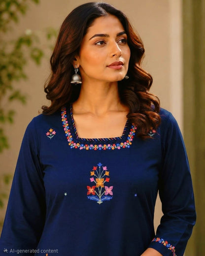 Latest Beautiful Cotton 3pis designwith embroidery work